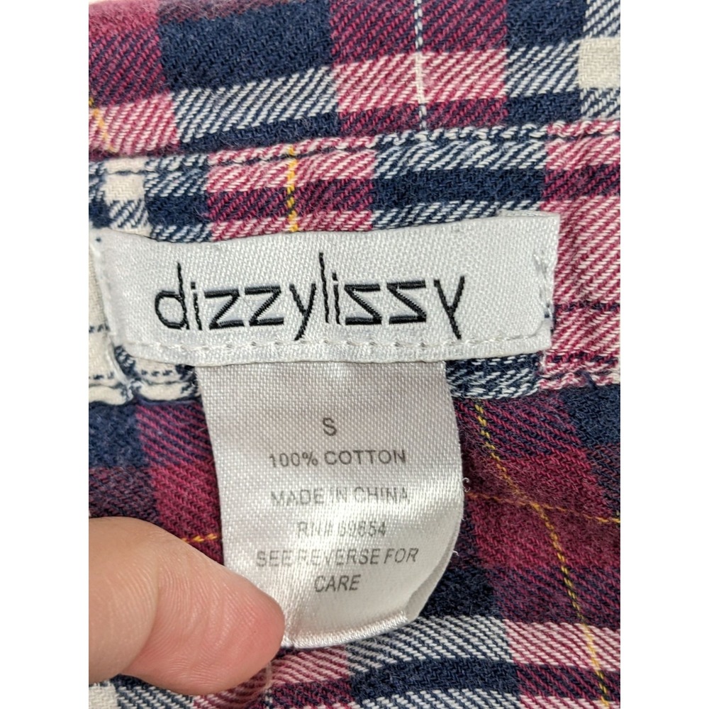 Dizzy Lissy Shirt Womens S Plaid Flannel Button Red Black Cotton - Picture 5 of 10